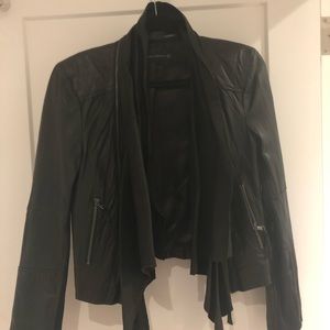 Zara Genuine Leather Jacket w Shawl Collar